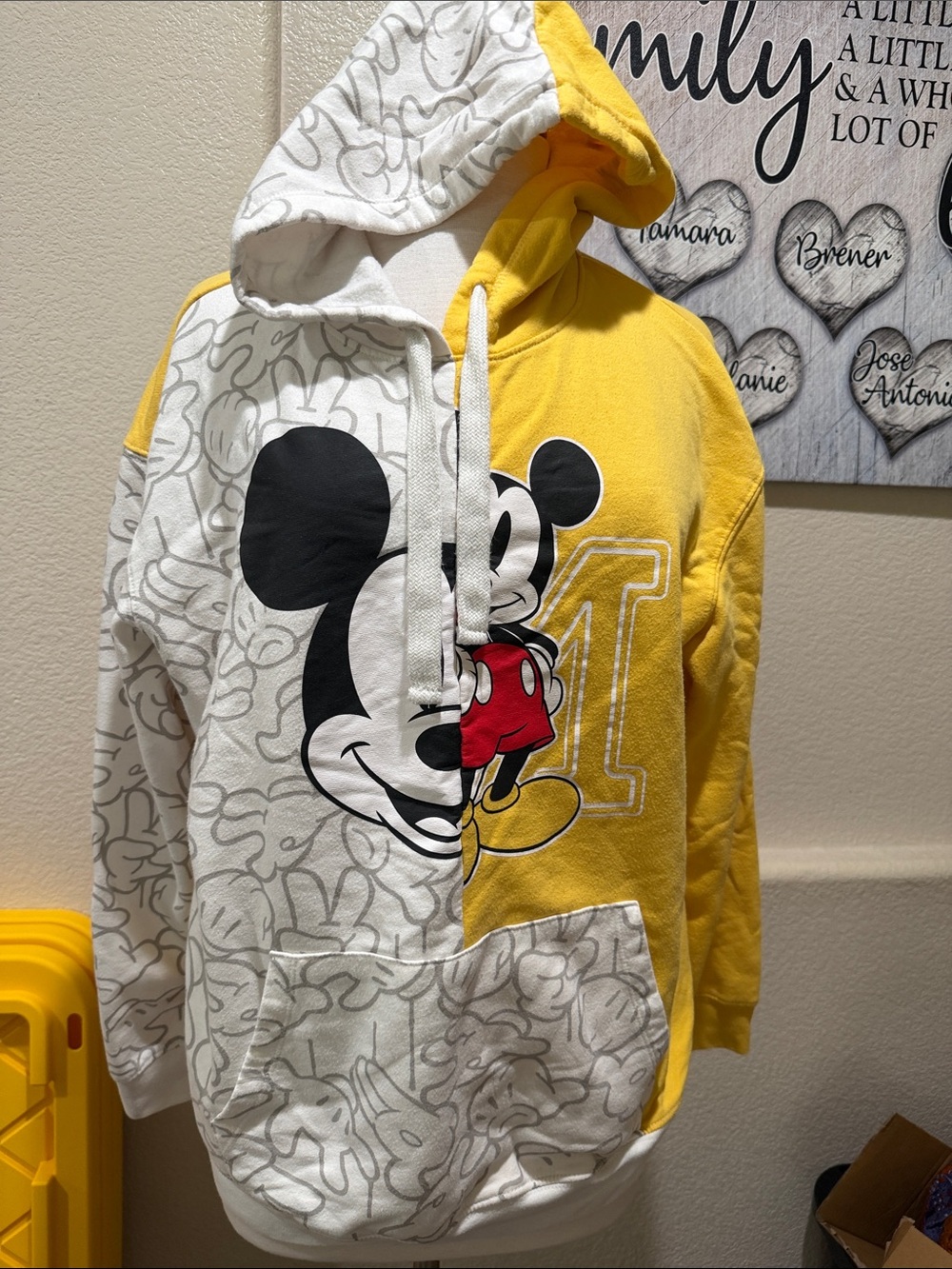 Disney Kids Mickey Mouse Yellow & White Colorblock Hoodie